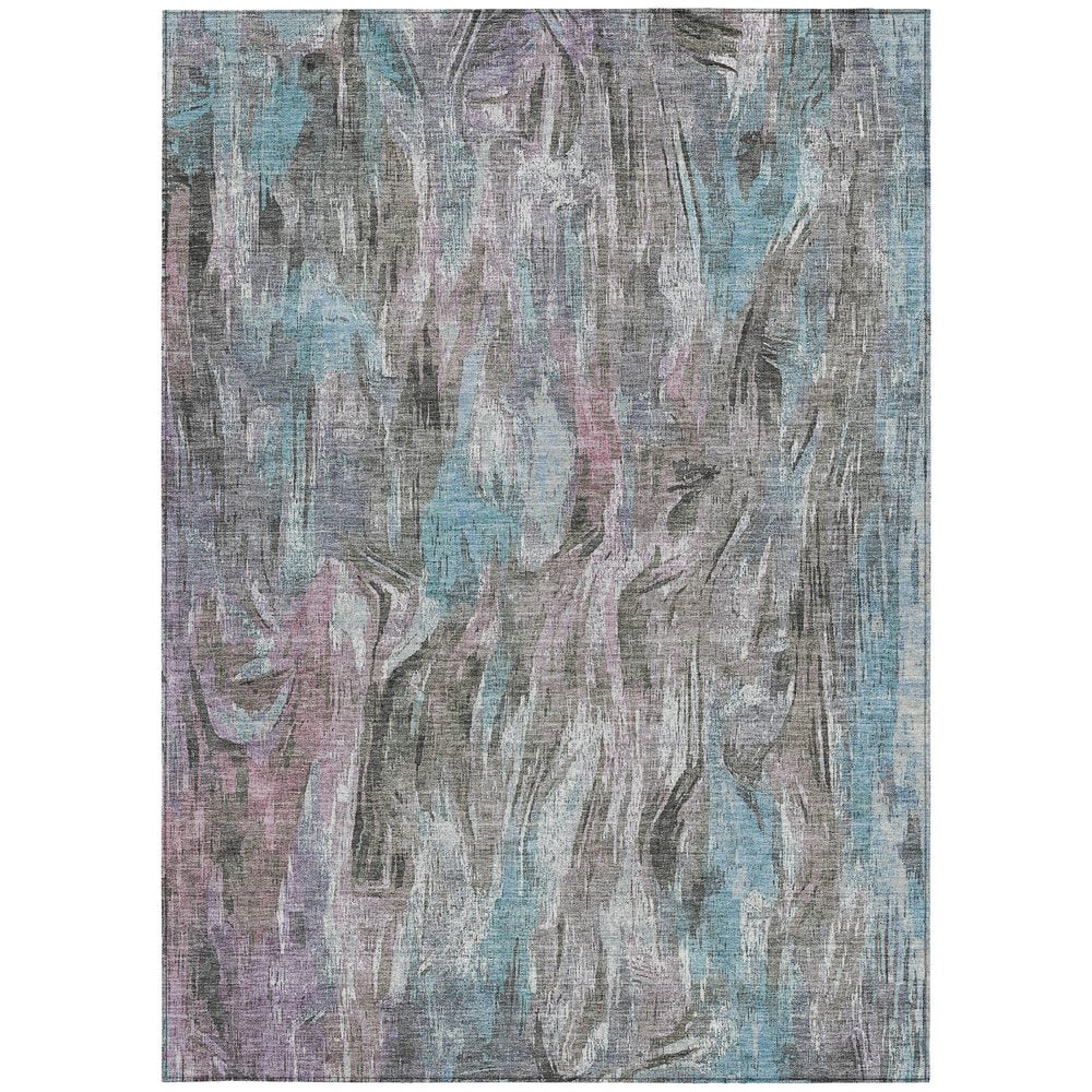 3' X 5' Taupe Teal Blue And Gray Abstract Washable Indoor Outdoor Area Rug — view 52