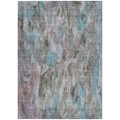 3' X 5' Taupe Teal Blue And Gray Abstract Washable Indoor Outdoor Area Rug HomeRoots