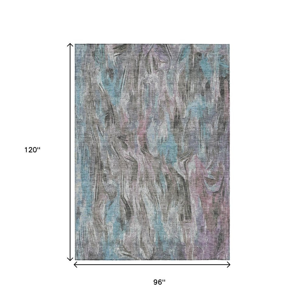 3' X 5' Taupe Teal Blue And Gray Abstract Washable Indoor Outdoor Area Rug HomeRoots