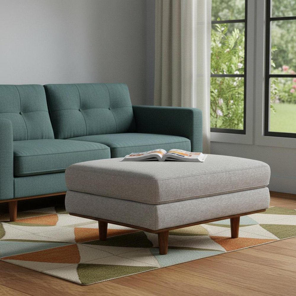 33" Gray And Brown Polyester Blend Cocktail Ottoman — view 7
