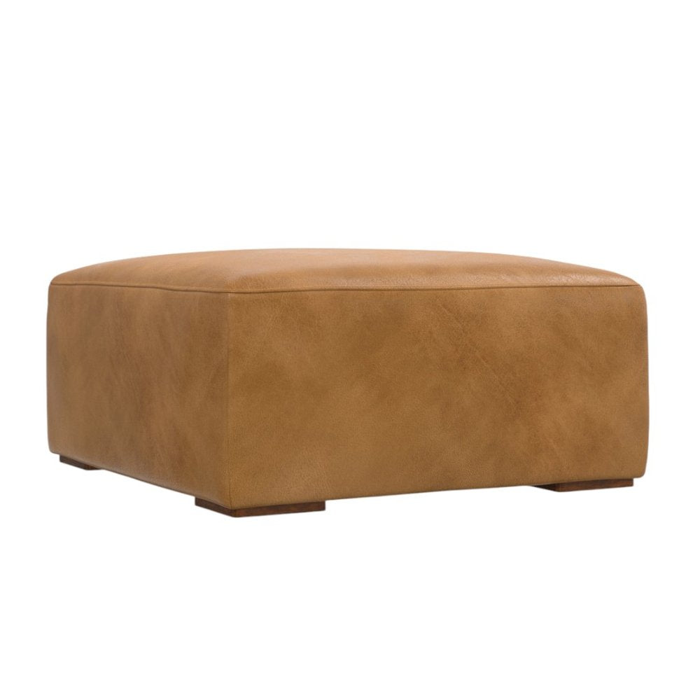 34" Sienna and Brown Leather Ottoman — view 8