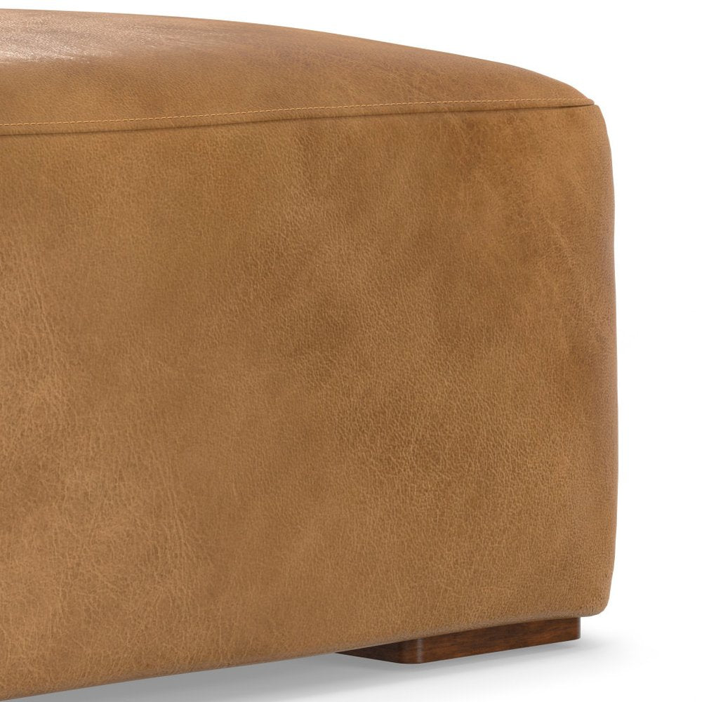 34" Brown Leather Cocktail Ottoman — view 4
