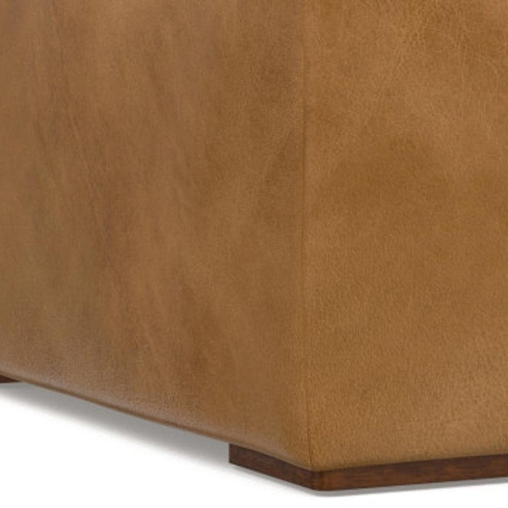 34" Sienna and Brown Leather Ottoman — view 5