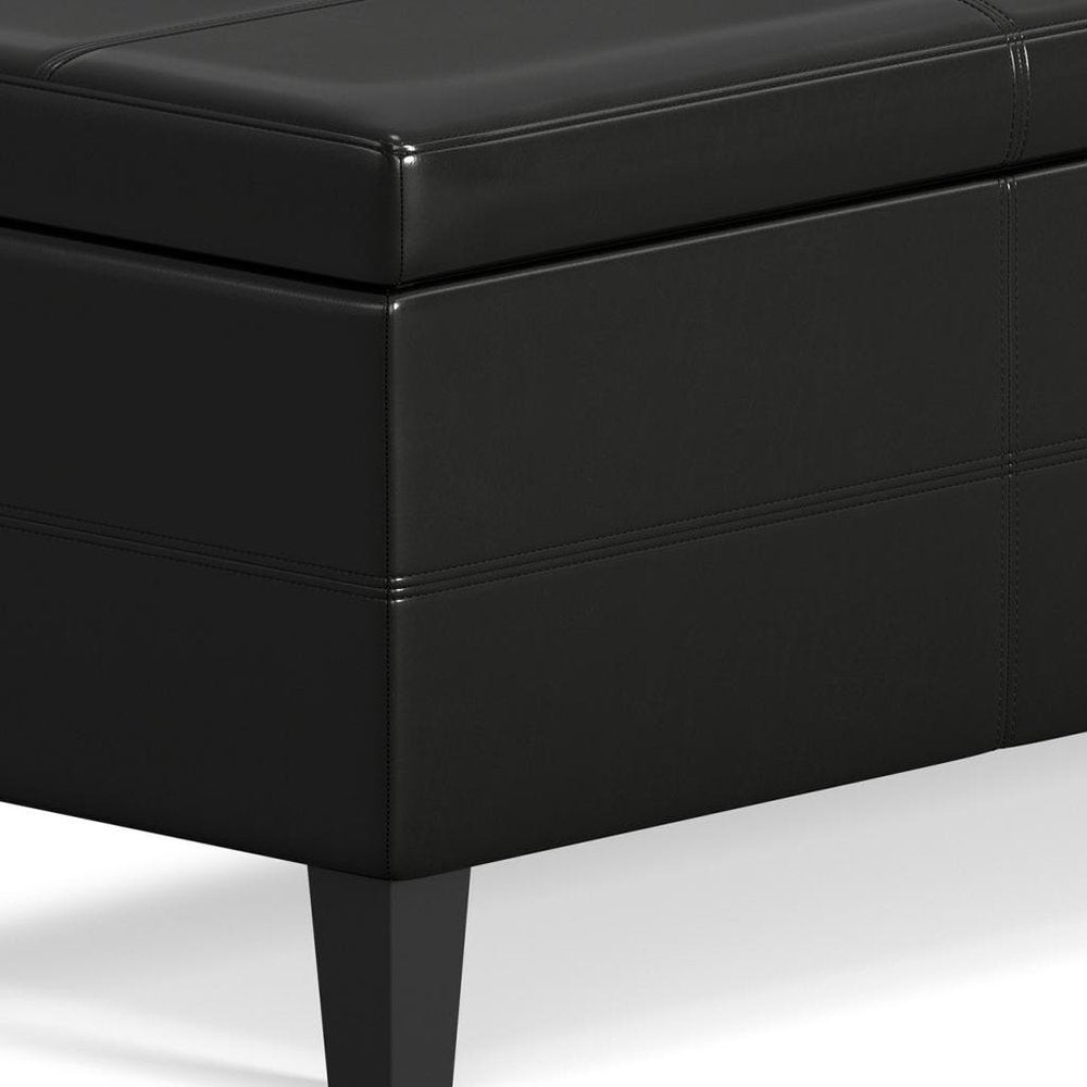 48" Black And Dark Brown Faux Leather And Solid Wood Upholstered Storage Bench With Flip Top — view 5