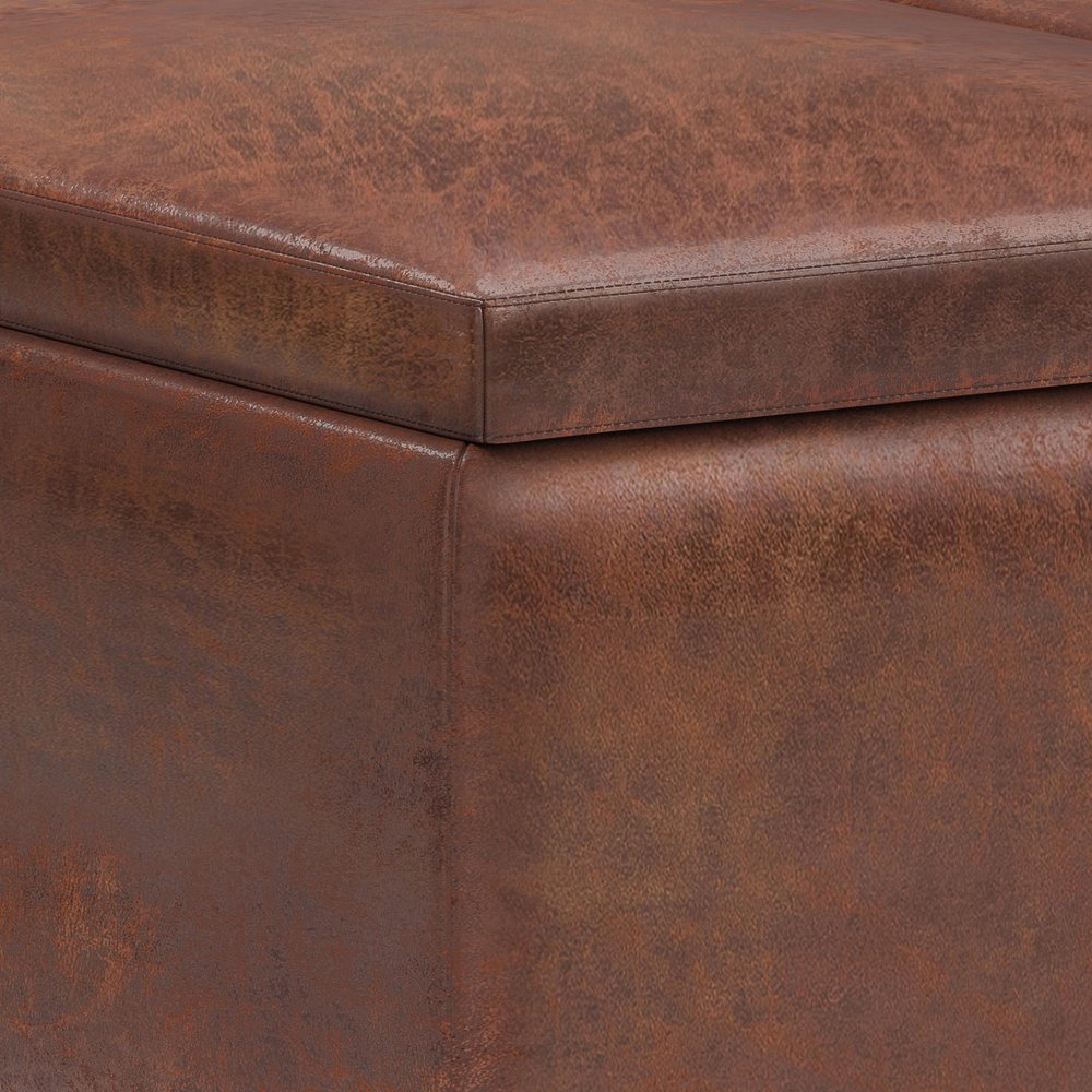 34" Black And Dark Brown Faux Leather Ottoman With Storage — view 4