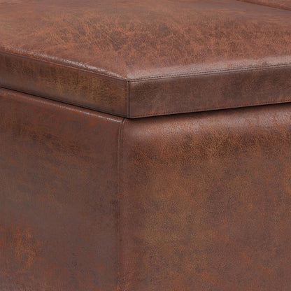 34" Black And Dark Brown Faux Leather Ottoman With Storage HomeRoots