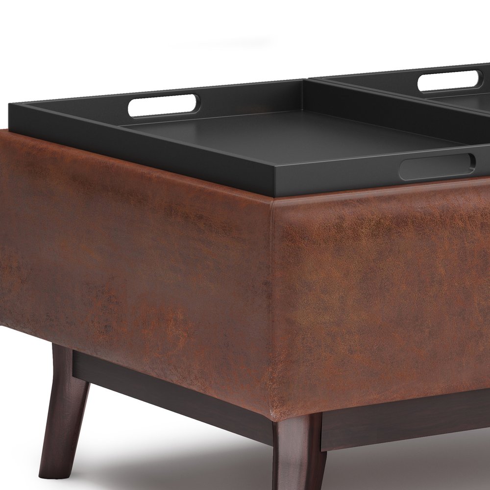 34" Black And Dark Brown Faux Leather Ottoman With Storage HomeRoots