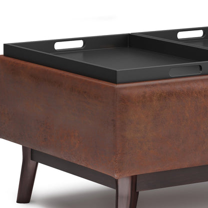 34" Black And Dark Brown Faux Leather Ottoman With Storage HomeRoots