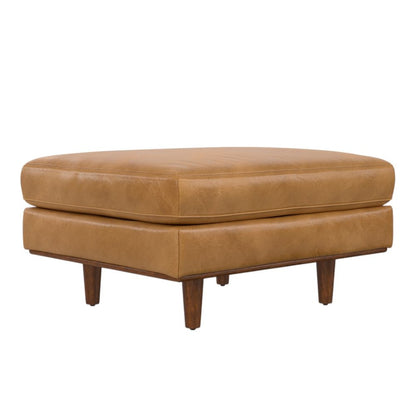 33" Sienna And Brown Genuine Leather Cocktail Ottoman HomeRoots