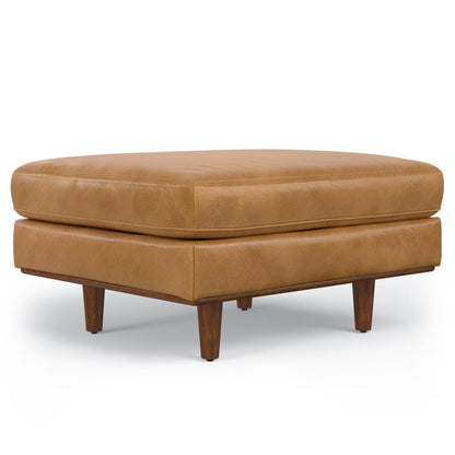 33" Sienna And Brown Genuine Leather Cocktail Ottoman HomeRoots