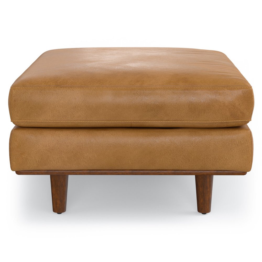 33" Sienna And Brown Genuine Leather Cocktail Ottoman HomeRoots