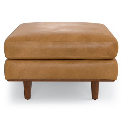 33" Sienna And Brown Genuine Leather Cocktail Ottoman HomeRoots