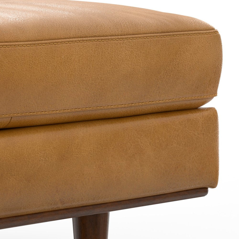 33" Sienna And Brown Genuine Leather Cocktail Ottoman — view 4
