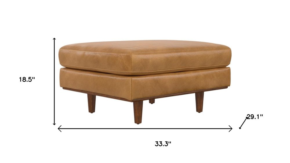 33" Sienna And Brown Genuine Leather Cocktail Ottoman HomeRoots