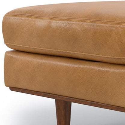 33" Brown Genuine Leather Cocktail Ottoman