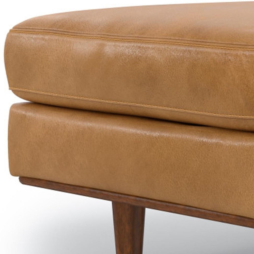 33" Sienna And Brown Genuine Leather Cocktail Ottoman HomeRoots