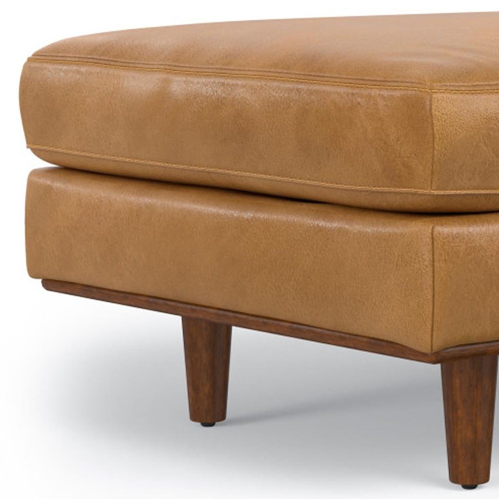 33" Sienna And Brown Genuine Leather Cocktail Ottoman HomeRoots