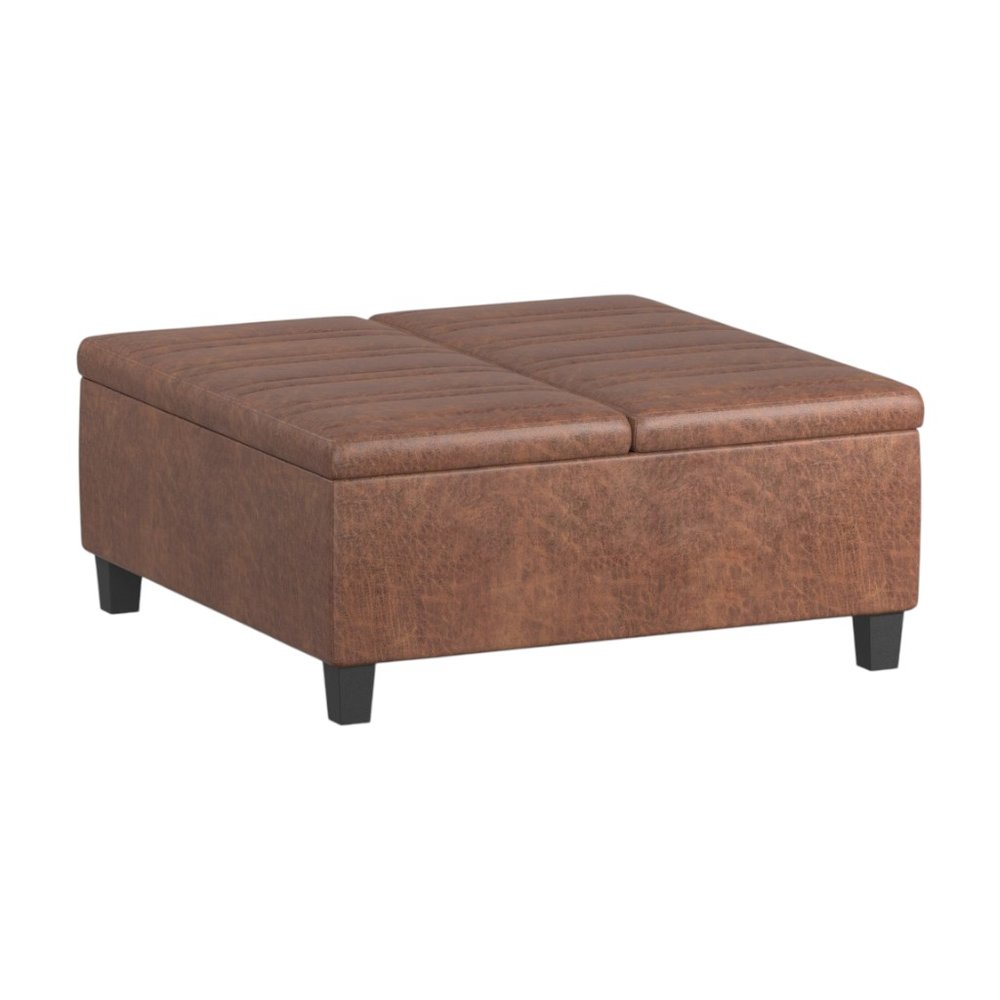 36" Dark Brown And Espresso Faux Leather Ottoman With Storage — view 9