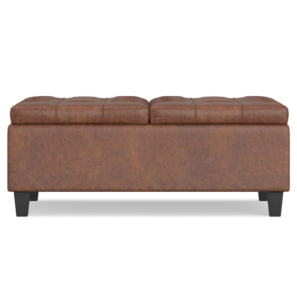 36" Dark Brown And Espresso Faux Leather Ottoman With Storage — view 3