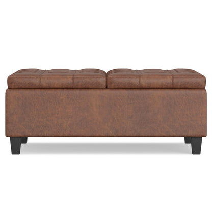 36" Dark Brown And Espresso Faux Leather Ottoman With Storage