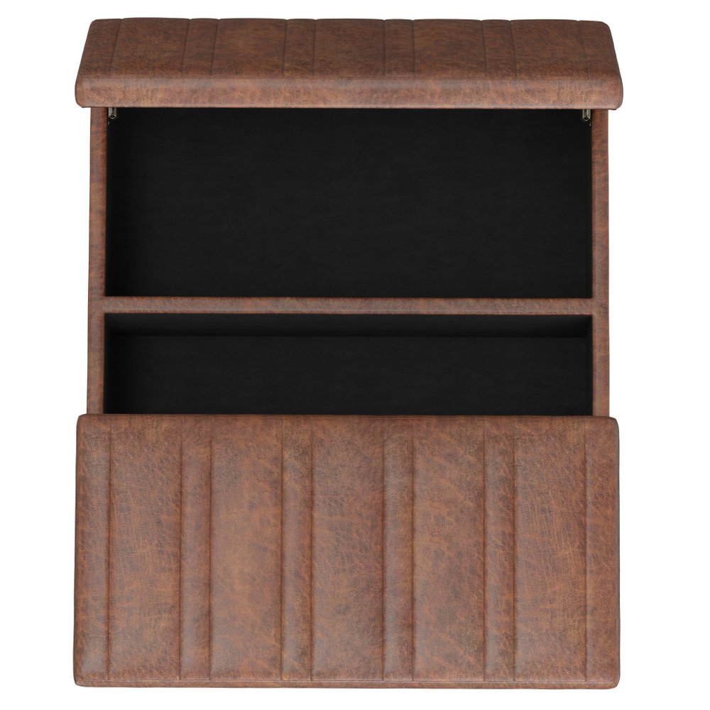 36" Dark Brown And Espresso Faux Leather Ottoman With Storage