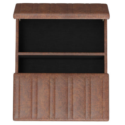 36" Dark Brown And Espresso Faux Leather Ottoman With Storage HomeRoots