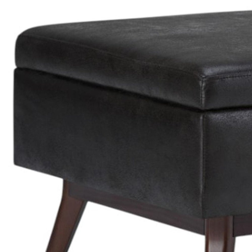 34" Chestnut And Brown Faux Leather Ottoman With Storage HomeRoots