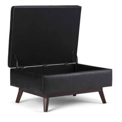 34" Chestnut And Brown Faux Leather Ottoman With Storage HomeRoots