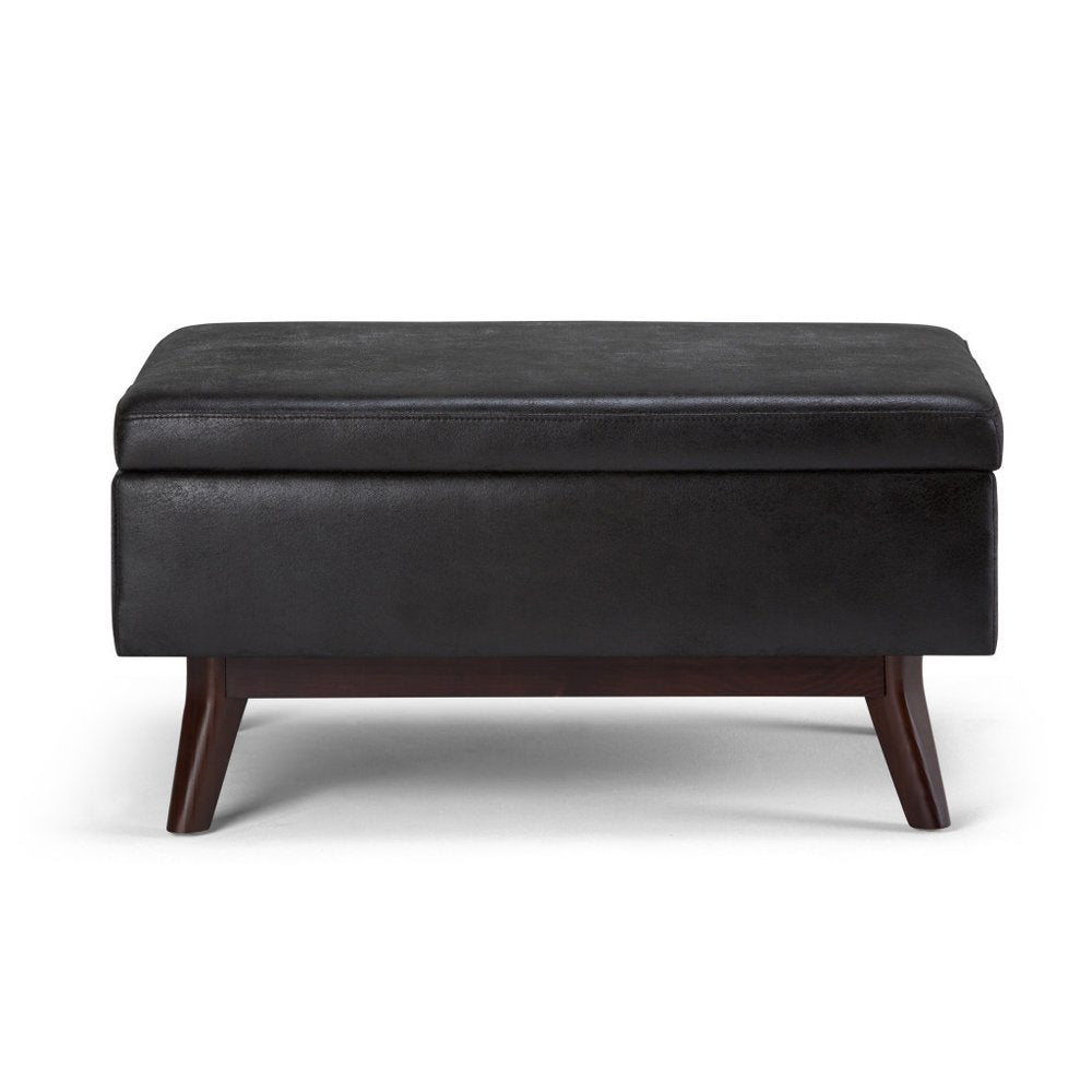 34" Chestnut And Brown Faux Leather Ottoman With Storage — view 3