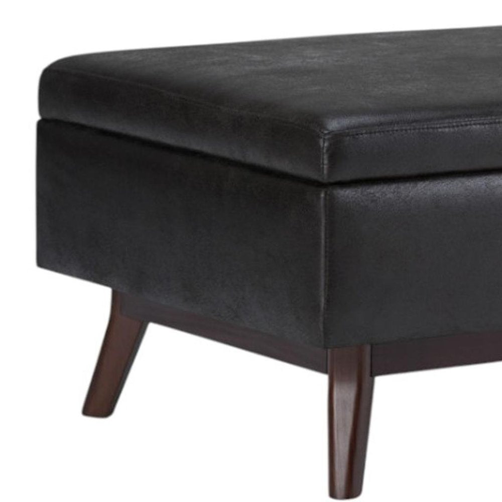 34" Chestnut And Brown Faux Leather Ottoman With Storage HomeRoots