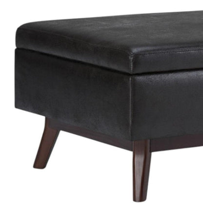 34" Chestnut And Brown Faux Leather Ottoman With Storage HomeRoots