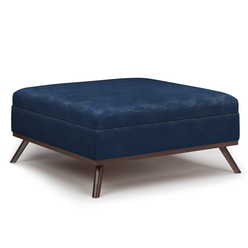 36" Brown Faux Leather Ottoman With Storage — view 1