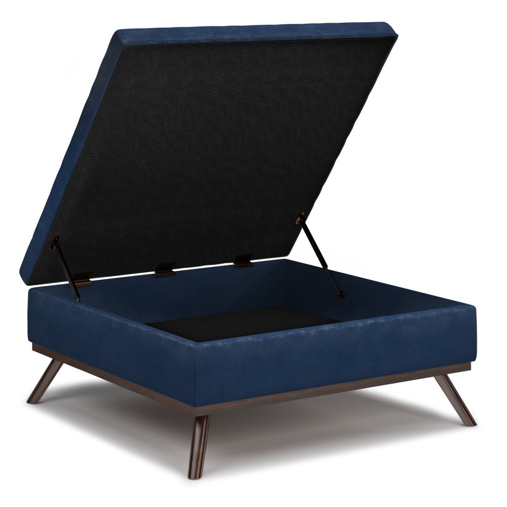 36" Brown Faux Leather Ottoman With Storage HomeRoots