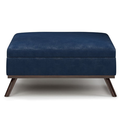 36" Brown Faux Leather Ottoman With Storage HomeRoots
