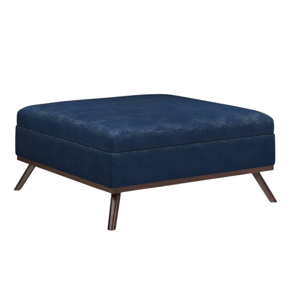36" Brown Faux Leather Ottoman With Storage HomeRoots