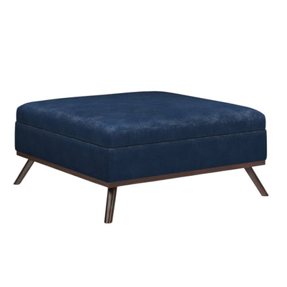 36" Brown Faux Leather Ottoman With Storage HomeRoots