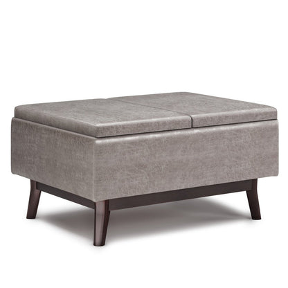 34" Black And Dark Brown Faux Leather Ottoman With Storage HomeRoots