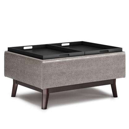 34" Black And Dark Brown Faux Leather Ottoman With Storage HomeRoots