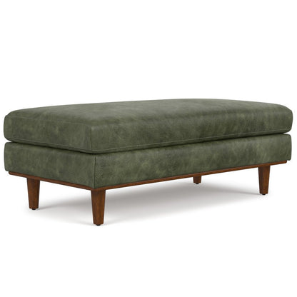 49" Black And Brown Genuine Leather Cocktail Ottoman HomeRoots