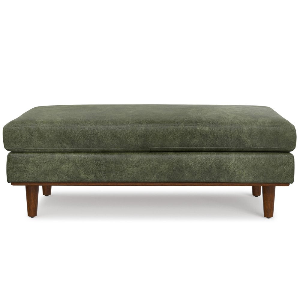 49" Black And Brown Genuine Leather Cocktail Ottoman — view 2