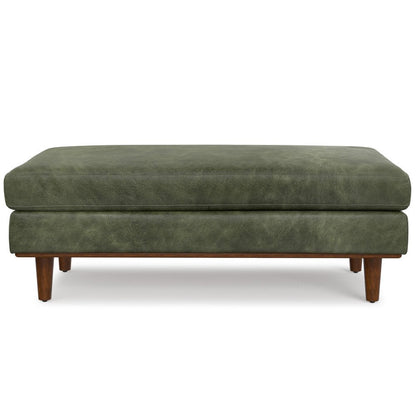 49" Black And Brown Genuine Leather Cocktail Ottoman