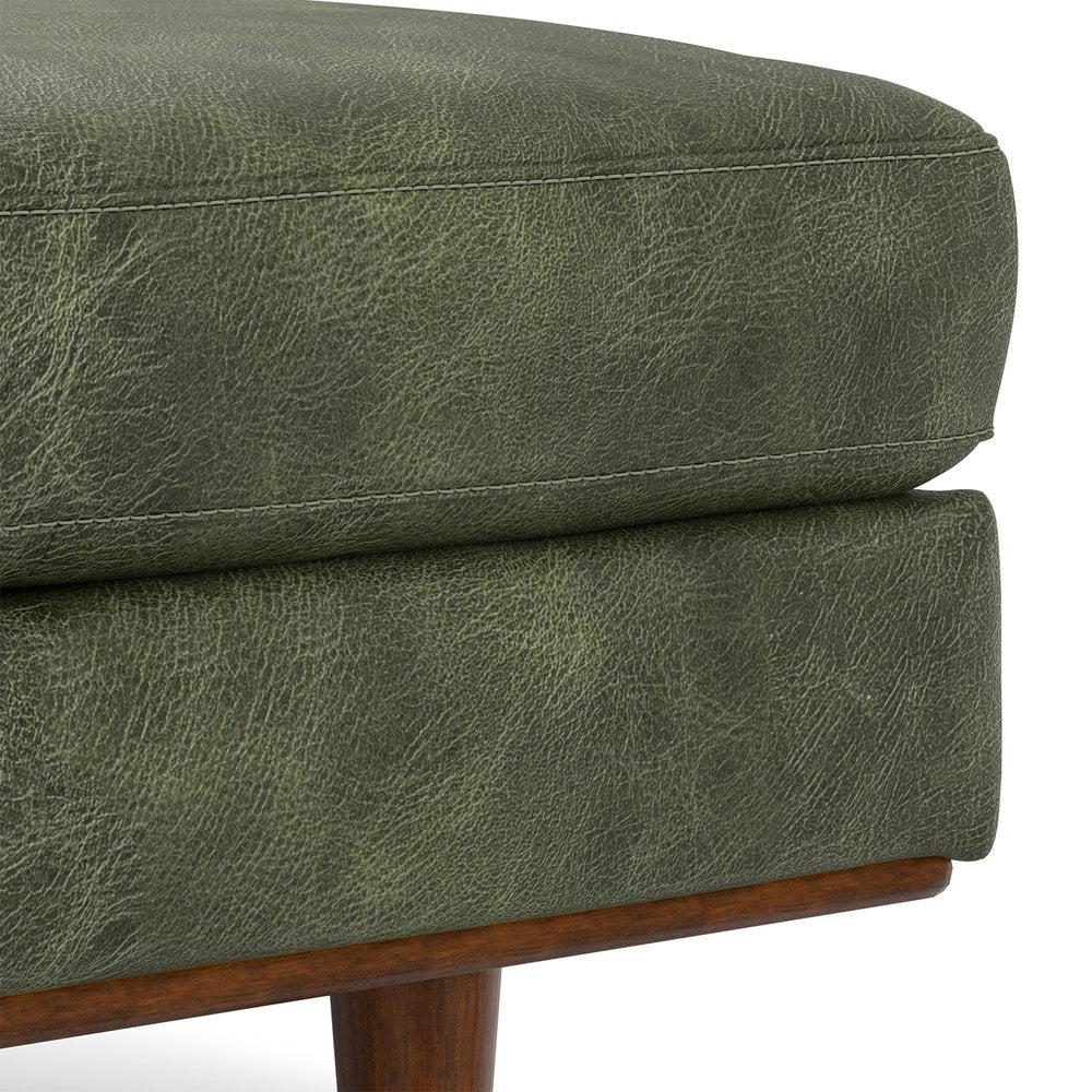 49" Black And Brown Genuine Leather Cocktail Ottoman — view 4