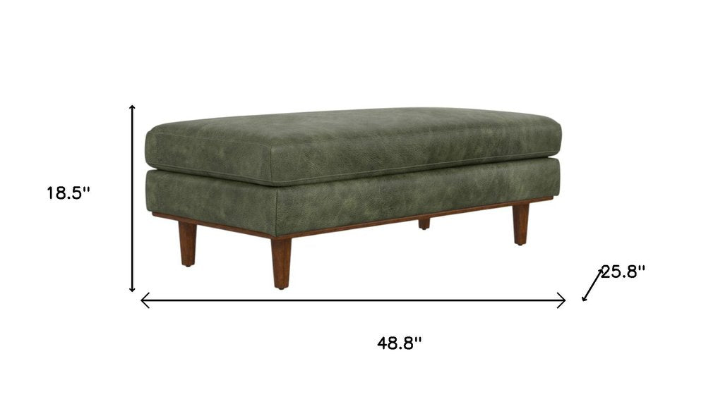 49" Black And Brown Genuine Leather Cocktail Ottoman HomeRoots