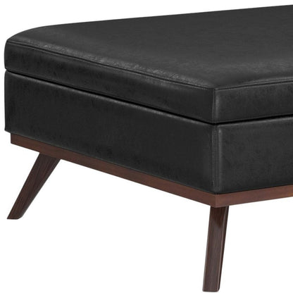 40" Chestnut And Brown Faux Leather Ottoman With Storage HomeRoots
