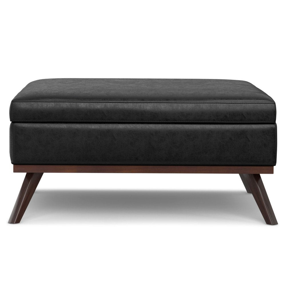 40" Black And Brown Faux Leather Ottoman With Storage — view 3