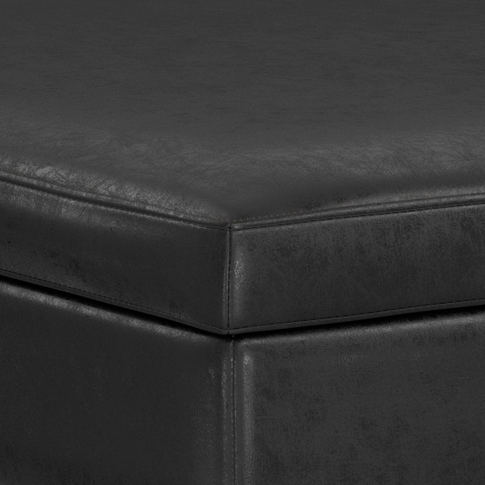 40" Black And Brown Faux Leather Ottoman With Storage — view 4