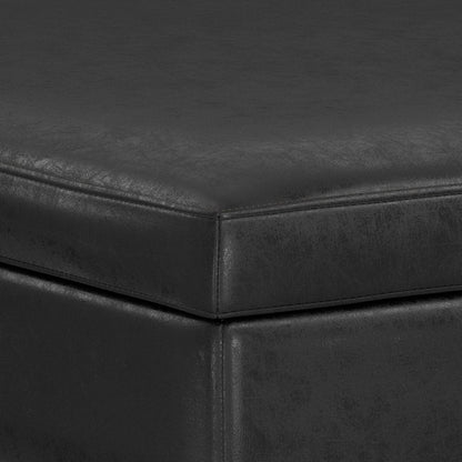 40" Black And Brown Faux Leather Ottoman With Storage