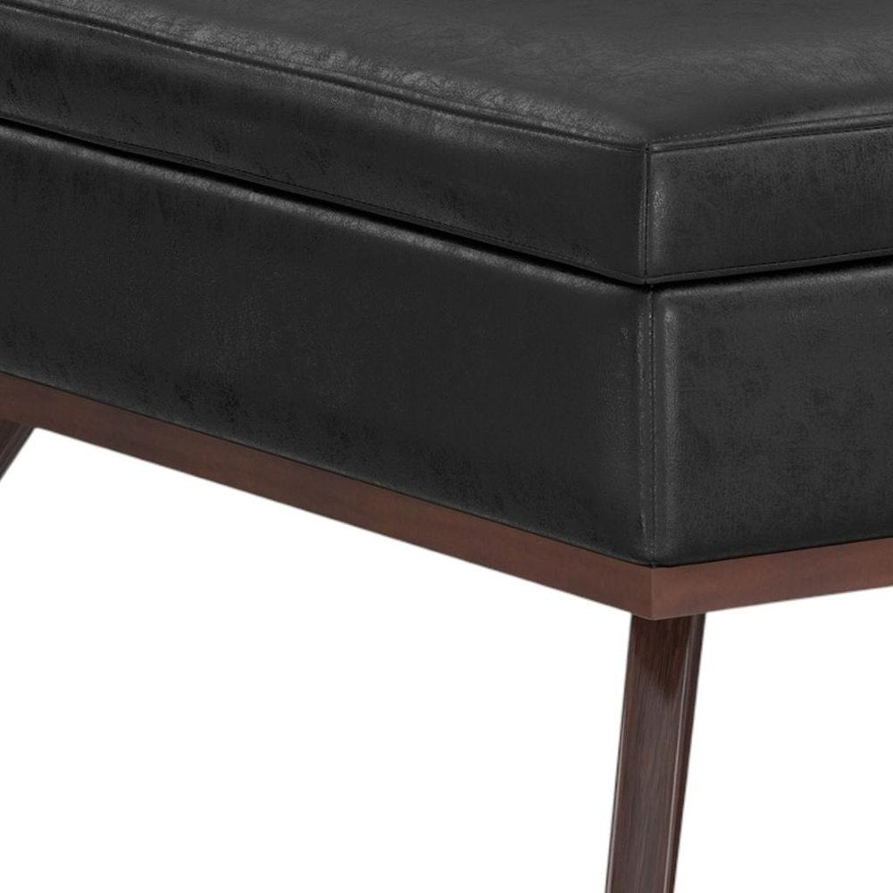 40" Chestnut And Brown Faux Leather Ottoman With Storage HomeRoots