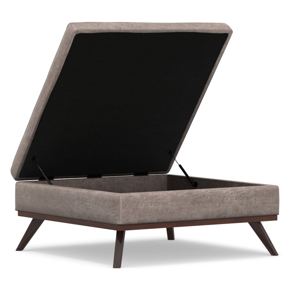 40" Black And Brown Faux Leather Ottoman With Storage — view 11