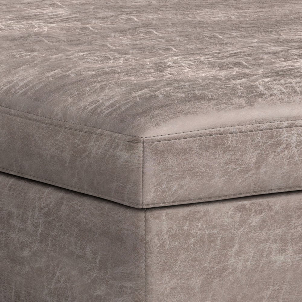 40" Chestnut And Brown Faux Leather Ottoman With Storage — view 12
